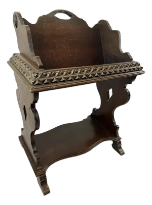 Vintage 1930s Mahogany Magazine & Bookstand - Jacobean/Victorian-Revival Period