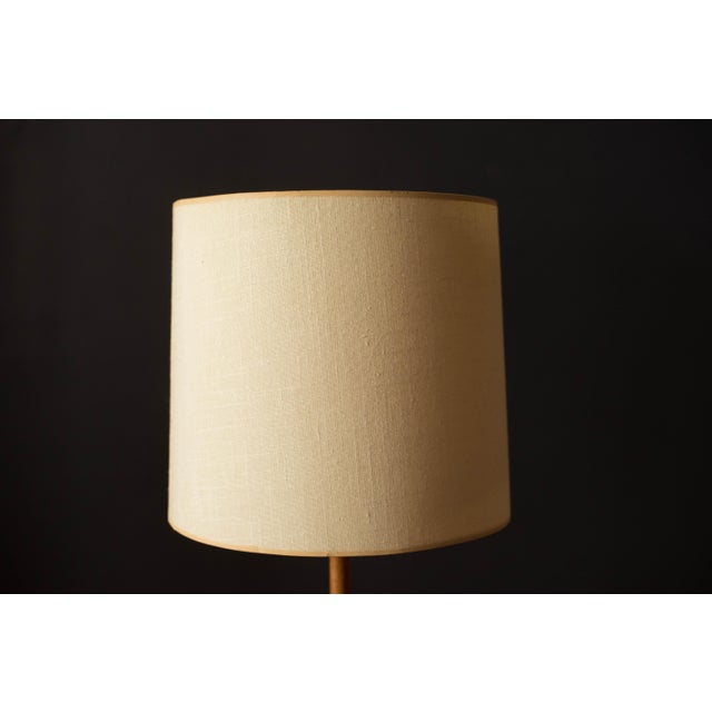 Wood Vintage Scandinavian Teak Floor Lamp With Drum Shade For Sale - Image 7 of 17