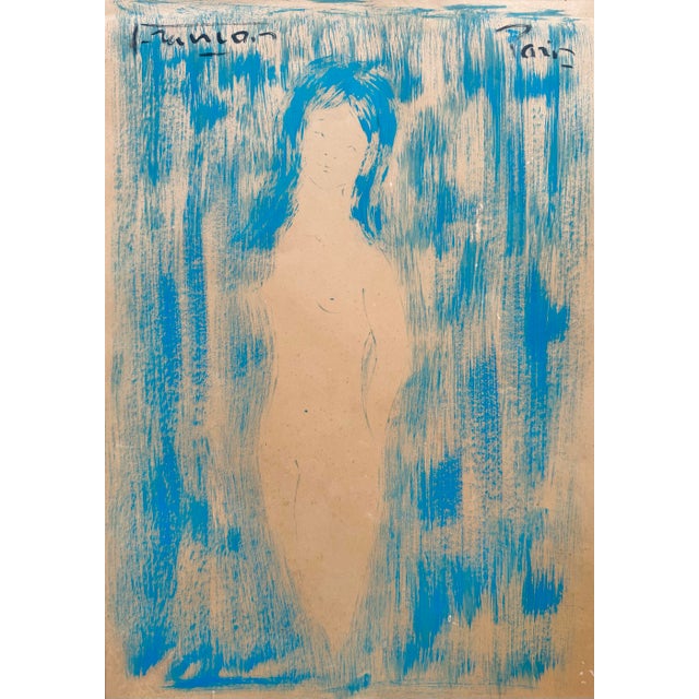 Mid-Century Modern Circa 1965 Etienne Ret Original Figural Nude Painting, Signed Paris For Sale - Image 3 of 6