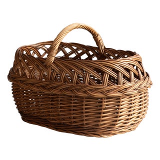 Vintage Wicker Basket, 1930s For Sale