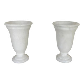 Mid 20th Century Alabaster Marble Vases - a Pair For Sale