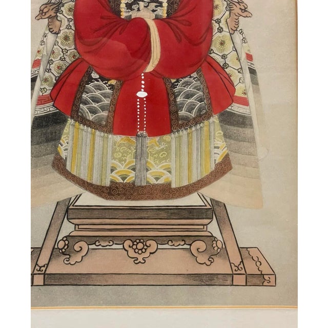 Red Chinese Export, Ink & Graphite, Vintage Chinese Wall Decorations, Bamboo, 1930s For Sale - Image 8 of 12