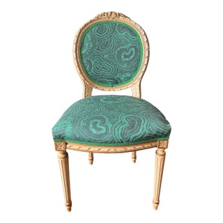 Vintage Louis XVI Malachite Side Chair For Sale