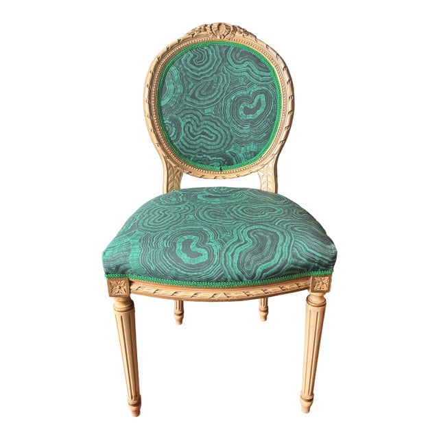 Vintage Louis XVI Malachite Side Chair For Sale