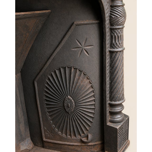 Antique Portland Stove Foundry No 76 Cast Iron Franklin Fireplace Georgetown DC For Sale In Baltimore - Image 6 of 16