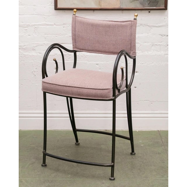 Vintage Scrolled Iron Pair of Counter Stools For Sale - Image 4 of 8