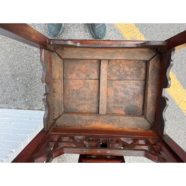 19th Century Pair of Chinoiserie Style Carved Wood Hall Chairs For Sale - Image 12 of 16