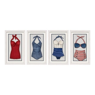 Paragon Framed Vintage Style Bathing Suit Illustrations by Roberts - Set of 4 For Sale