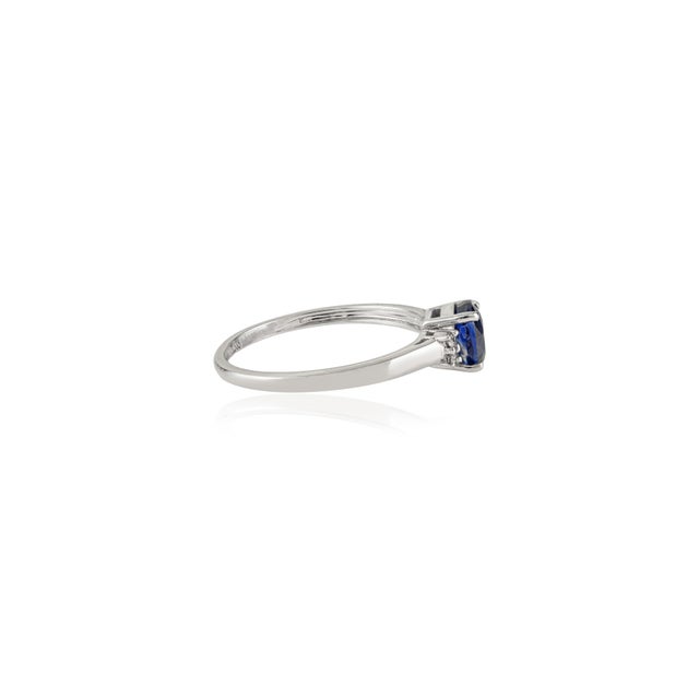 Not Yet Made - Made To Order 14k White Gold 1.85Ct Natural Oval Blue Sapphire & Diamond Engagement Ring Size 5 For Sale - Image 5 of 12