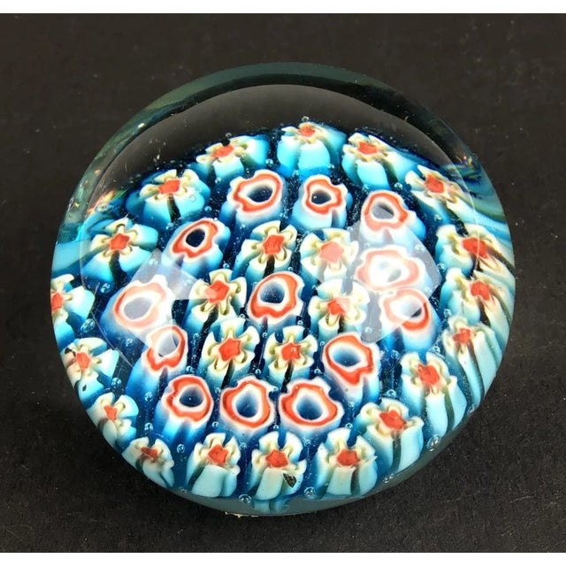Murano 1980s Italian Milleflora Round Glass Paperweight For Sale - Image 4 of 10