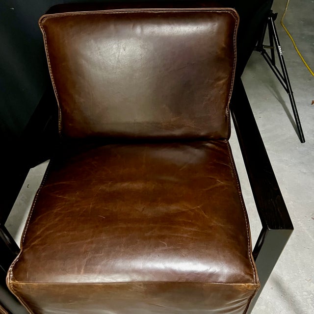 2020s Italian Leather Midcentury Modern Style Swivel Club Armchairs -A Pair For Sale - Image 5 of 12