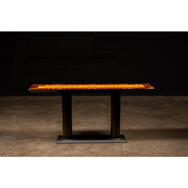 Mid-Century Modern 1970s Oscar Dell’Arredamento for Miniforms Burl Wood Console Table For Sale - Image 3 of 7