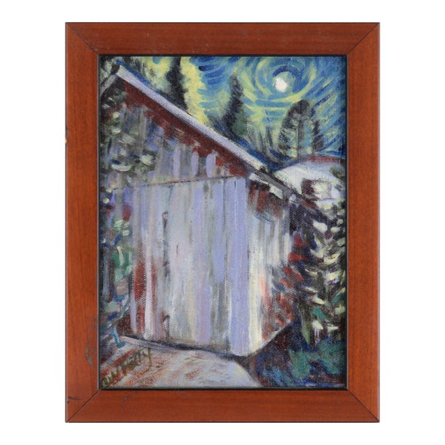 "Moon I", Contemporary Small-Scale Nocturnal Landscape by Cheryl Petty For Sale