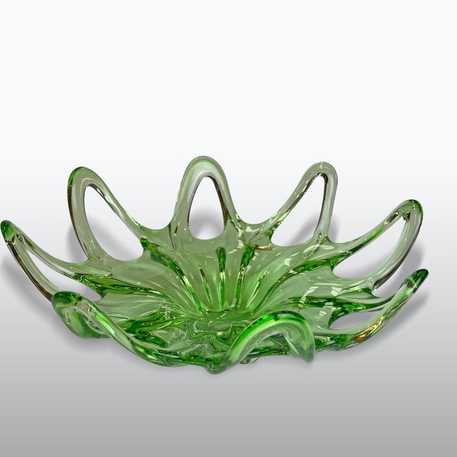 Crystal handmade design bowl. from the traditional Czech company Egermann, which was based in Nový Bor. Material: green...