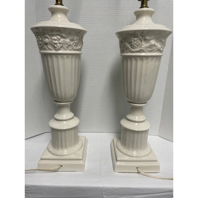 Grand Tour Vintage White Column Lamps From the Biltmore Hotel - A Pair For Sale - Image 3 of 8
