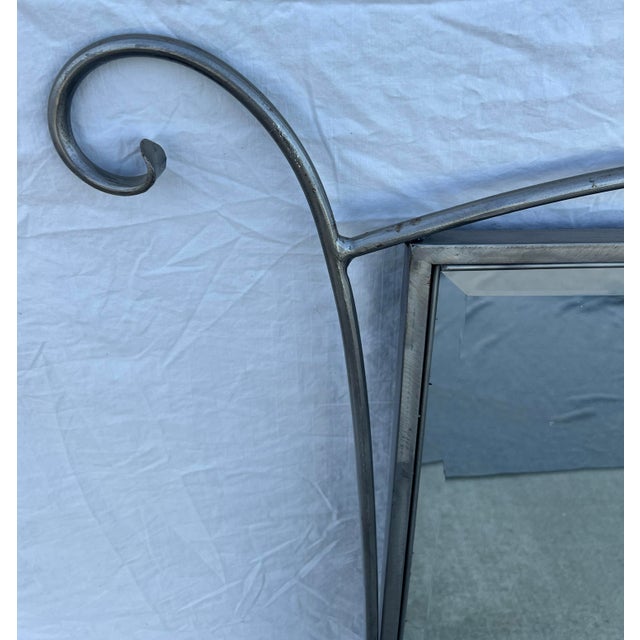 1990s Silver Steel Rod Metal Wall Mirror For Sale - Image 5 of 11