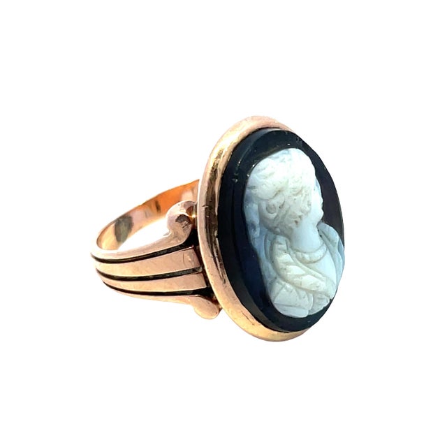 14k Rose Gold Antique Cameo Ring, Size 3.5 For Sale - Image 4 of 4