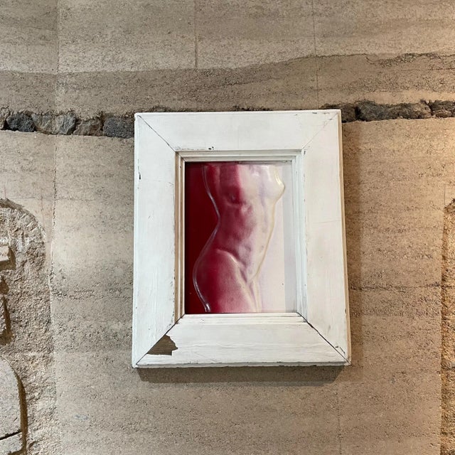 1960s Female Nude Torso Painting on Metal, Framed For Sale - Image 12 of 12