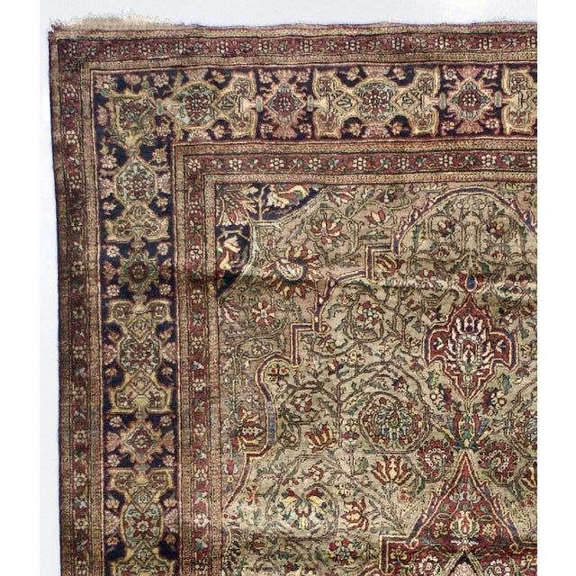 Extremely Fine Persian Mohtasham Kashan Silk Woven by a Master Weaver Rug For Sale - Image 4 of 5