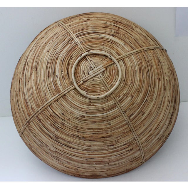 Late 20c Artisan Handwoven Reed Basket With Natural Finish For Sale - Image 9 of 11