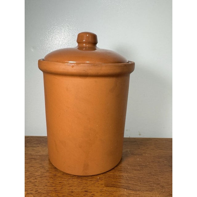 Rustic Vintage Portuguese Terracotta Pottery Jar W/ Lid | Rustic Portugal Clay Canister For Sale - Image 3 of 14