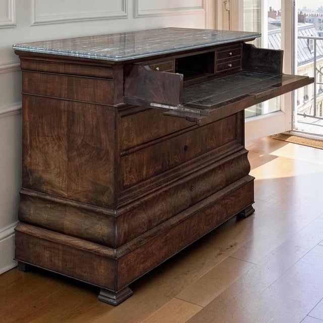 French 19th Century French Louis Philippe Marble Top Commode ~ Secretary For Sale - Image 3 of 18