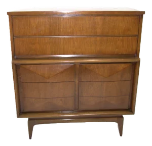 1960s United Furniture Diamont Front Walnut Chest