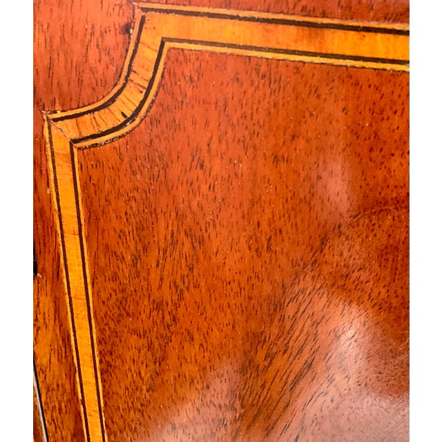 Wood Late 20th Century Showstopping Flame Mahogany Demilune Cabinet – Bookmatched Veneer, Federal Revival For Sale - Image 7 of 10