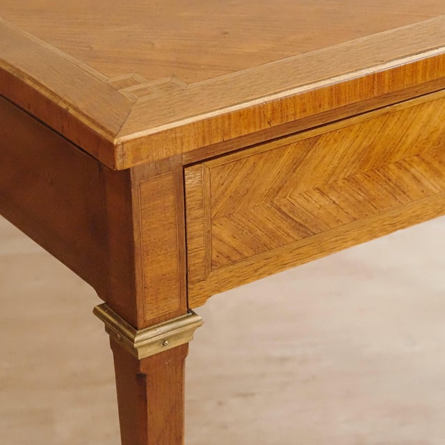 Antique Louis XVI Style Desk with Inlays and Pull-Out Drawers, 1880 For Sale - Image 6 of 13