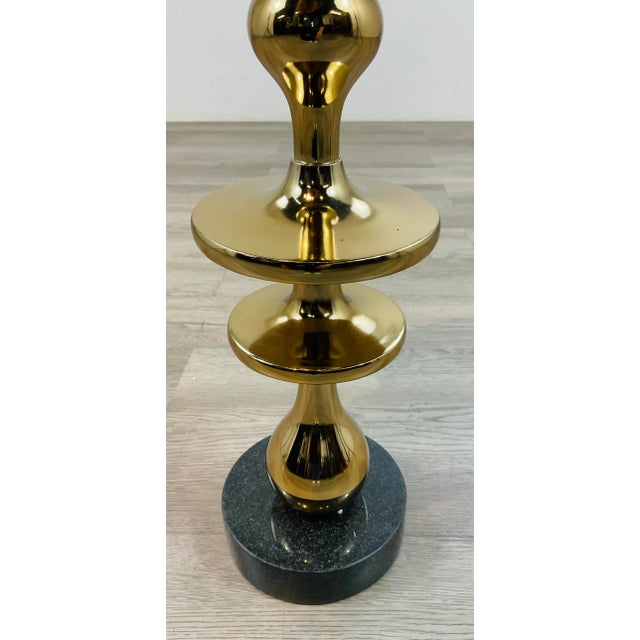 Original retail $825, stylish John Richard Modern Black Marble and Brass Martini Table, showroom floor sample