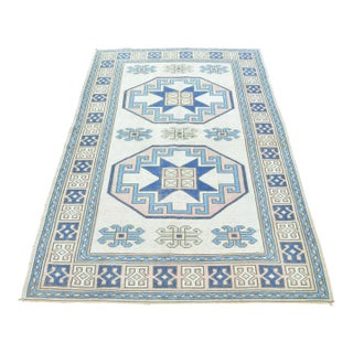 Vintage Hand-Made Anatolian Blue Design Turkish Rug For Sale