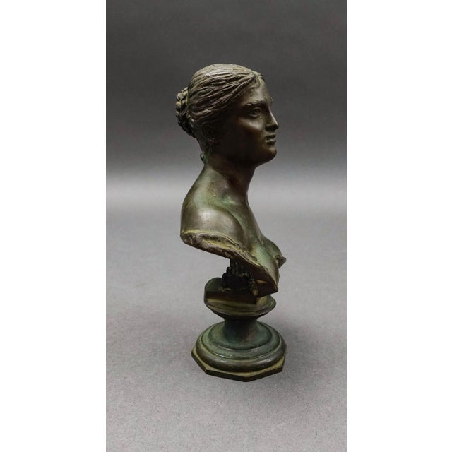 Mid 20th Century Mid 20th Century Vincenzo Gemito Naples Italy Antique Busto Di Donna Bronze Woman Bust Sculpture For Sale - Image 5 of 8