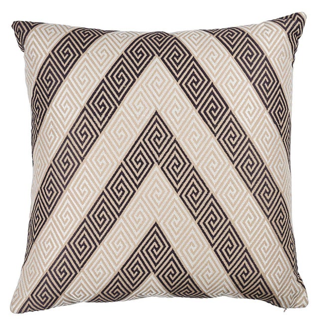 Contemporary Schumacher Nebaha Embroidery 20" Pillow in Charcoal For Sale - Image 3 of 3