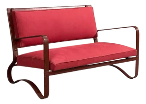 Jacques Adnet, Rare Settee, Leather, Steel, France, 1950s