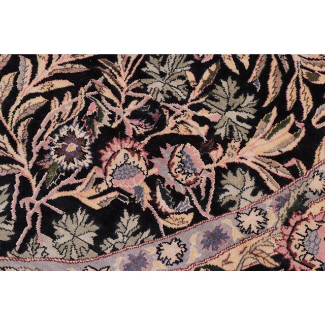 Textile Shabby Chic Pak-Persian Black/Green Wool Round Rug - 8'1'' X 8'6'' For Sale - Image 7 of 9