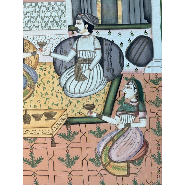 Large-Scale Indian Royal Court Painting on Fabric For Sale In Miami - Image 6 of 14