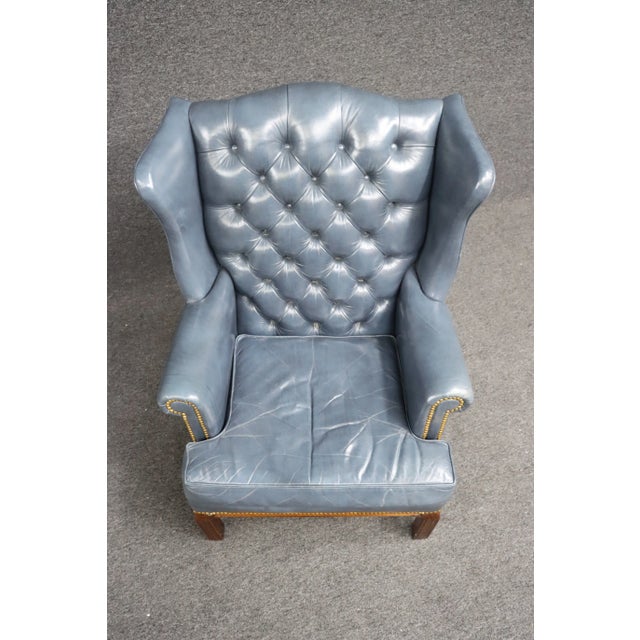 Leathercraft Leathercraft Tufted Wingback Chair For Sale - Image 4 of 10
