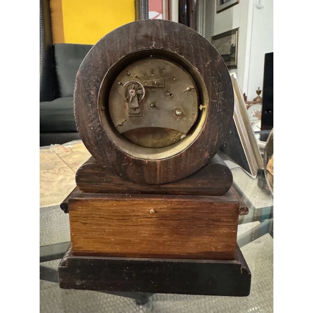 Wood Early 19th Century English Regency Desk Clock With Inlay For Sale - Image 7 of 10