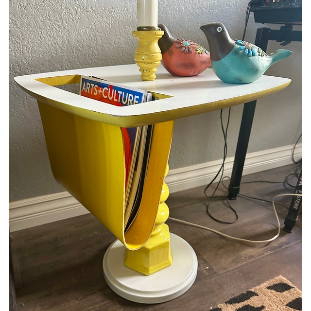 Italian Vintage Italian Table Lamp W/Original Shade & Slot for Books / Media: Brady Bunch Mod Style For Sale - Image 3 of 16