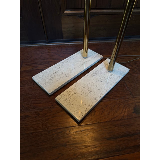 Mid 20th Century Vintage Postmodern Lucite and Brass Floor Lamps - Pair For Sale - Image 5 of 12