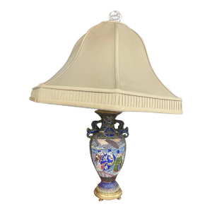 Vintage Japanese Moriage Multcolor Raised Designs Tall Lamp