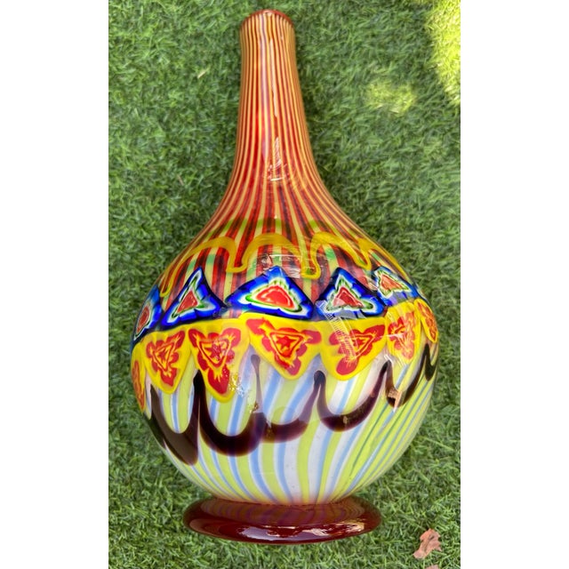 Vintage 1960's Large Multi Colored Murano Millefiori Vase For Sale - Image 10 of 13