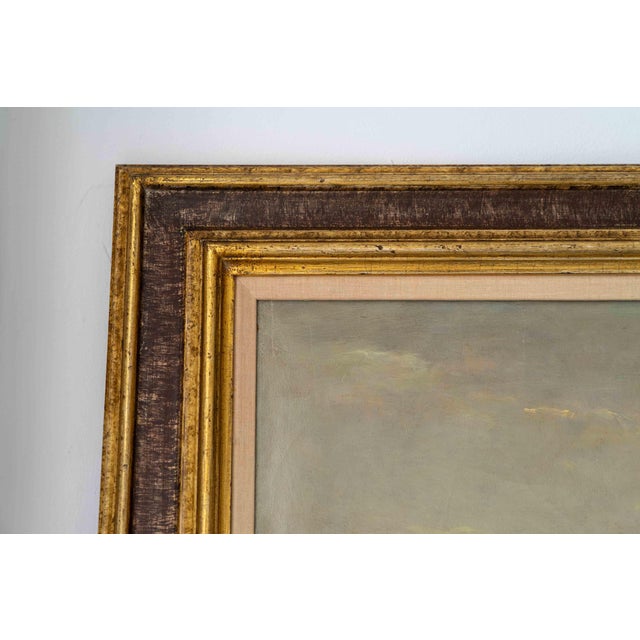 Large Dutch Hague School Windmill Landscape Oil Painting with Polder Lake & Sailboat by Victor Bauffe, Circa 1900, Framed For Sale - Image 12 of 18