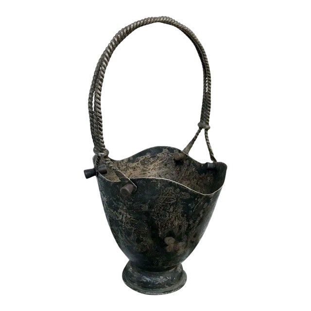 1960s Taxco Patinated Silverplate Heart Basket Mexico For Sale