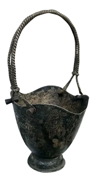 1960s Taxco Patinated Silverplate Heart Basket Mexico