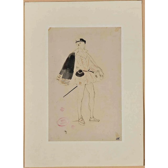 Eugène Giraud, Study for a Costume, Original Drawing on Paper, Late 19th-Century For Sale - Image 3 of 3