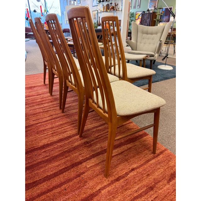 Beautiful set of 6 teak dining chairs by Koefoed Hornslet of Denmark. Extreme quality is evident in the construction of...