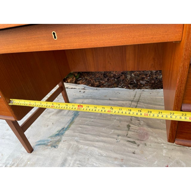 Brown Mid 20th Century Danish Mid Century Modern Teak Executive Desk With Rear Bookcase For Sale - Image 8 of 10