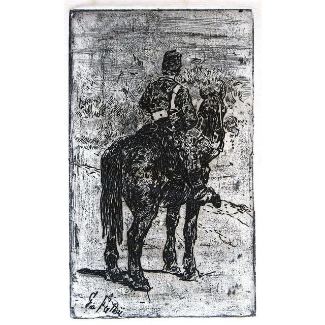 Gunner Riding - Original Etching by Giovanni Fattori - 1900 ca. 1900 ca. For Sale - Image 6 of 6