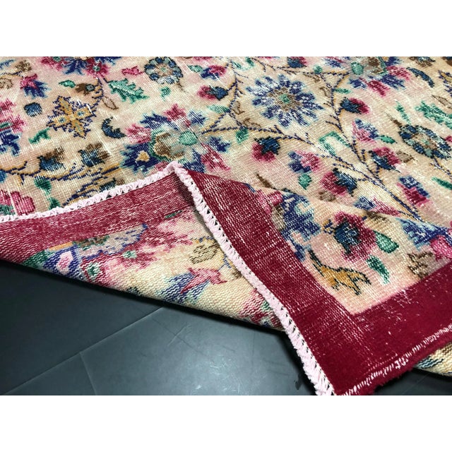 Vintage Distressed Floral Turkish Area Rug For Sale - Image 10 of 11